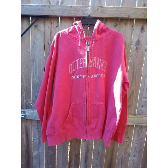 Outer Banks Hoodie North Carolina Red Zippered Sweatshirt Jacket XL Too Cool - Picture 1 of 8
